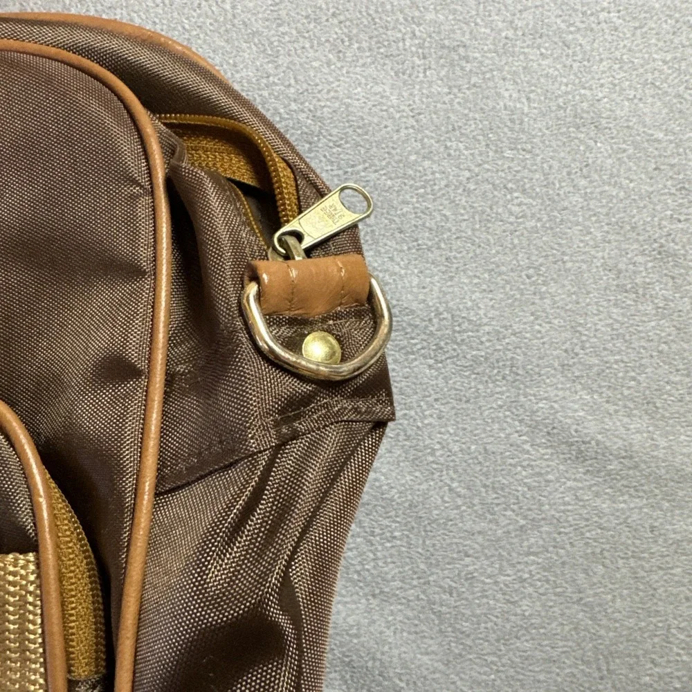 Vintage Kingport Brown Nylon Travel Duffel Bag Carry On Korea 19x14 Flaw